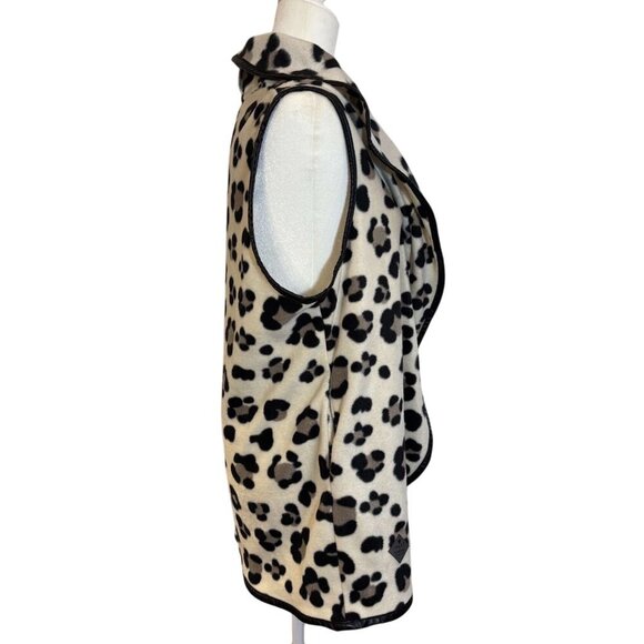 Simply Southern Womens Sleeveless Fleece Leopard Print Open Front Vest S - Picture 4 of 6